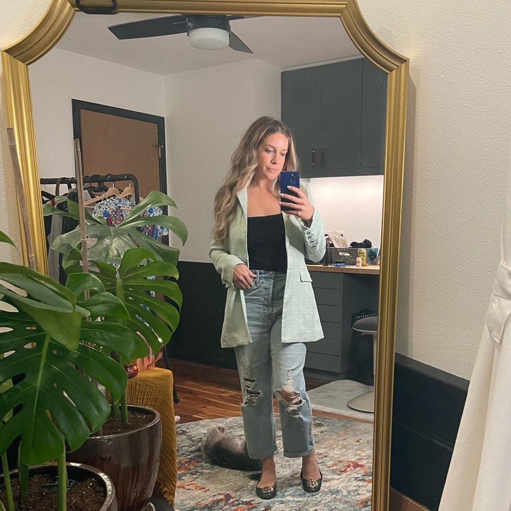 Mint plaid Chriselle x JOA blazer (size Med)